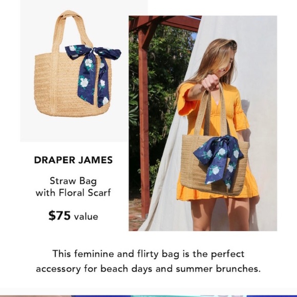 **NWT** Draper James Straw Bag with Floral Scarf - Picture 5 of 5